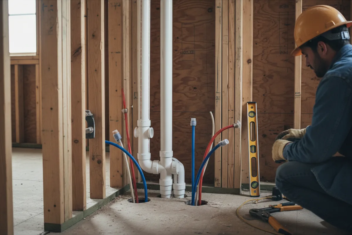 Drain and supply rough-in during Drain Cleaning in Superior